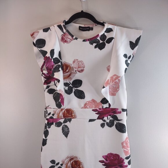 Pretty Little Thing Fitted Midi Floral Dress, Size 8 - Picture 2 of 8
